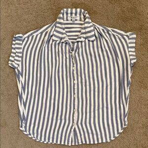 Madewell Navy and White Striped Button-Down Shirt